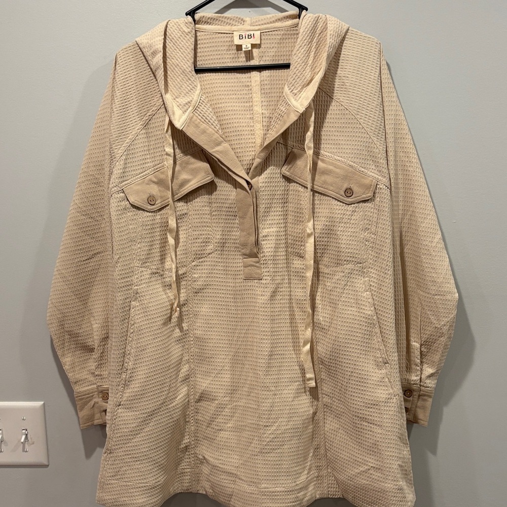 Oversized BiBi Women's Cream Hooded Utility Jacket